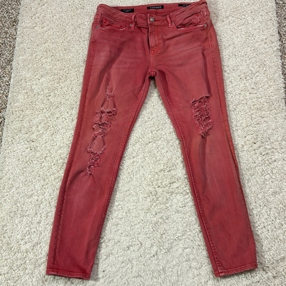 VIGOSS 30x28 Chelsea skinny distressed and cropped  rose colored jeans
